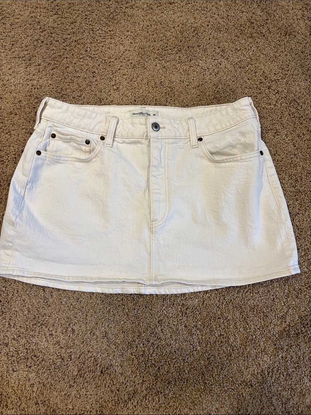 Abercrombie & Fitch White Denim Mini Skirt